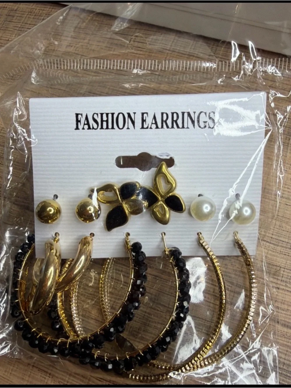 Fashion Jewelry Gold and Black Women's Earring Set